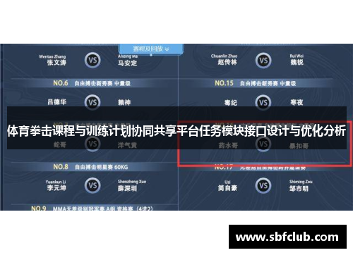体育拳击课程与训练计划协同共享平台任务模块接口设计与优化分析